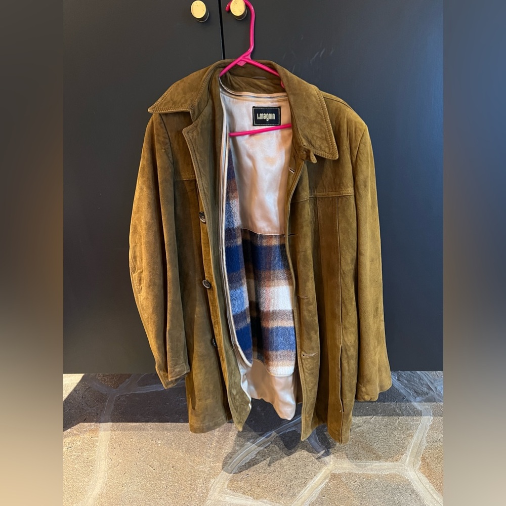 I.MAGNIN 100% SUADE Coat | Flannel & Silk Lining Interior | Large